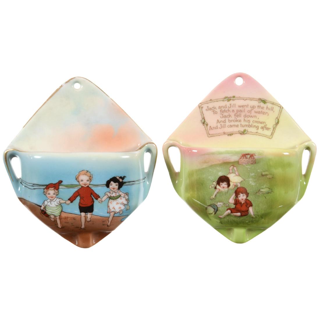 Two Royal Bayreuth (Blue Mark) Figural Wall Pockets (1 of 2)