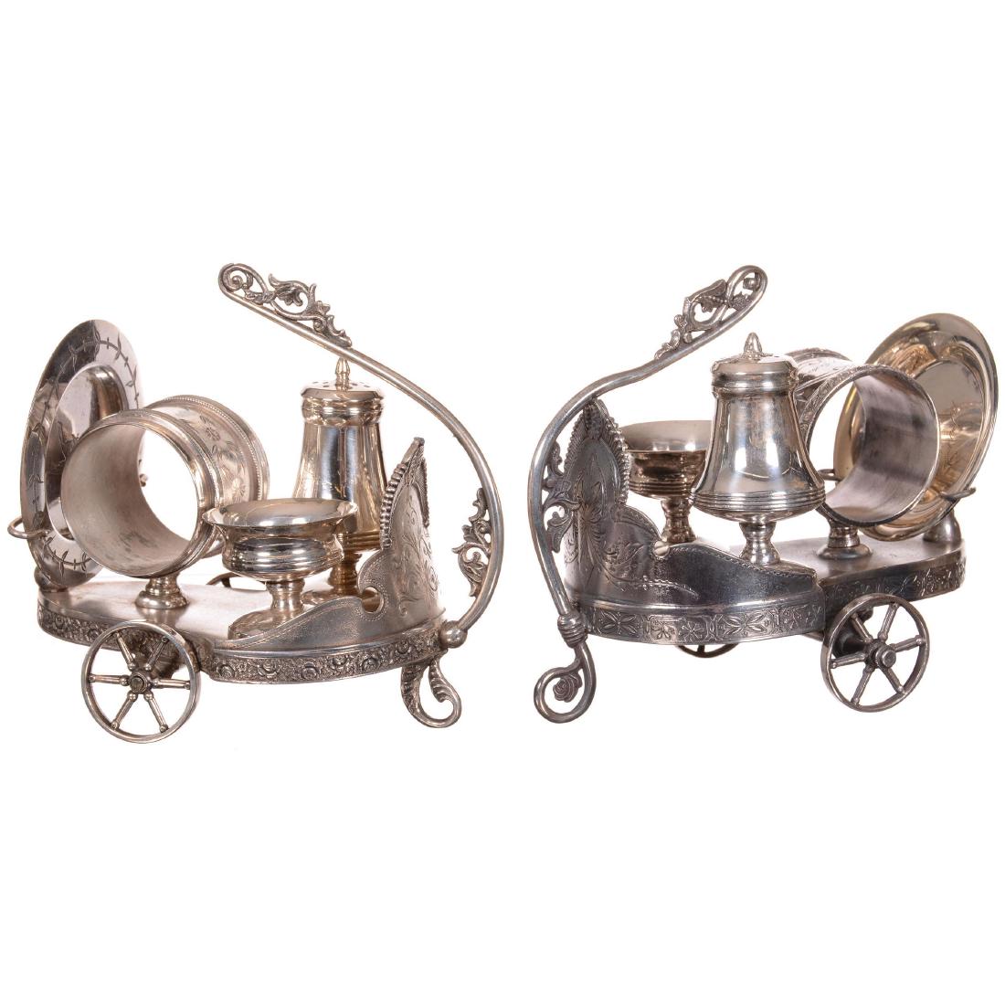 Two Figural Silverplate Chariot Condiment Sets (1 of 5)