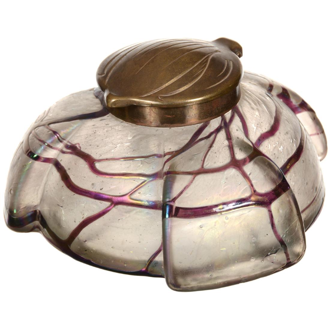 Unmarked Loetz Style Art Glass Inkwell (1 of 2)