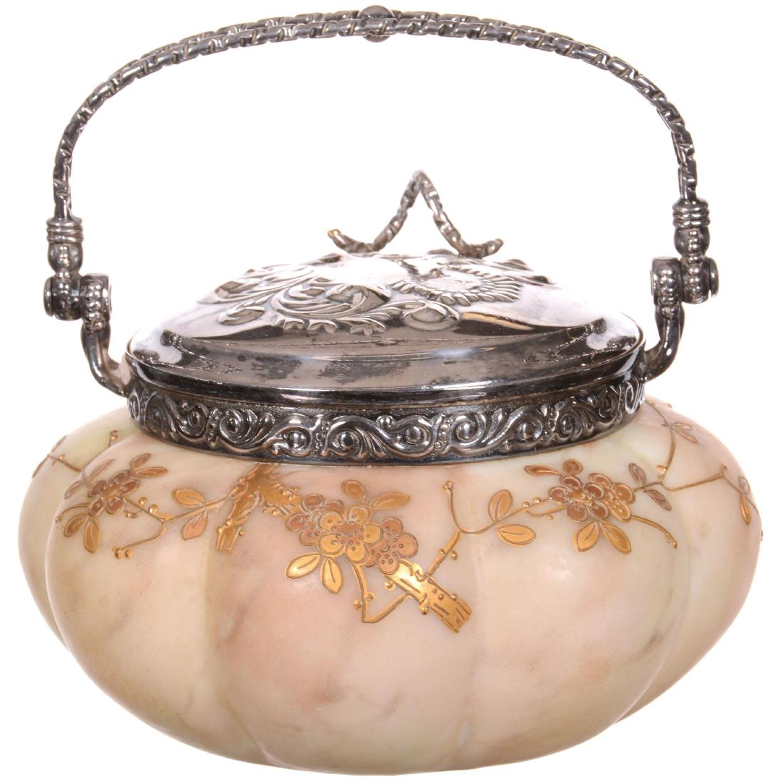 Marked Smith Brothers Art Glass Melon Ribbed Sweetmeat (1 of 3)