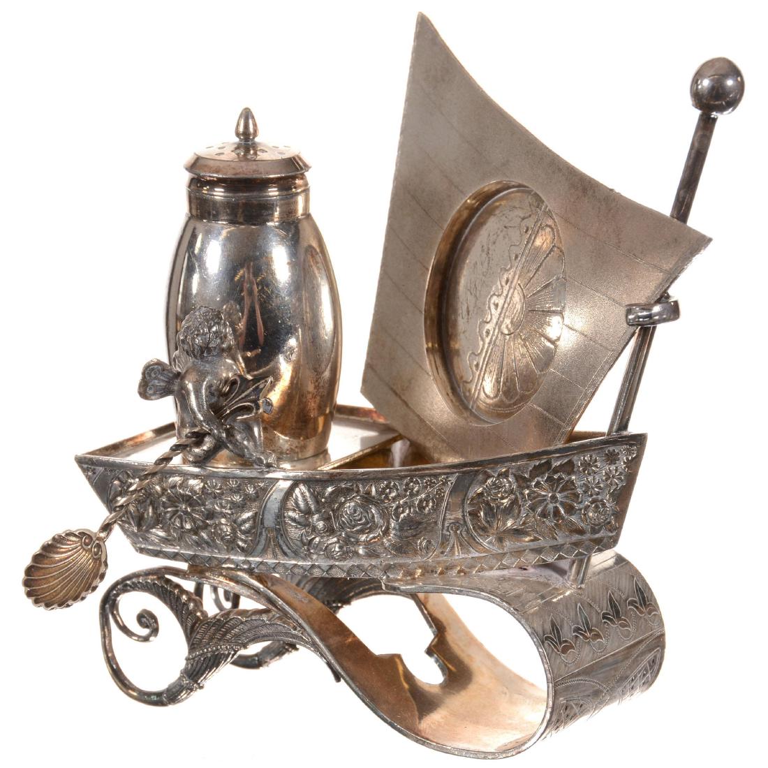 Wilcox #1670 Figural Silverplate Condiment Set (1 of 2)