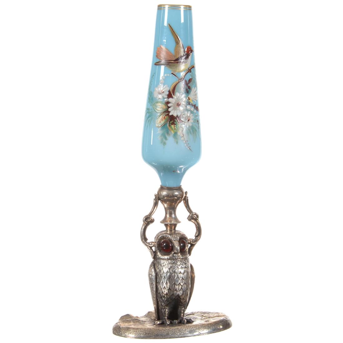 Victorian Art Glass Vase in Silverplate Stand (1 of 4)