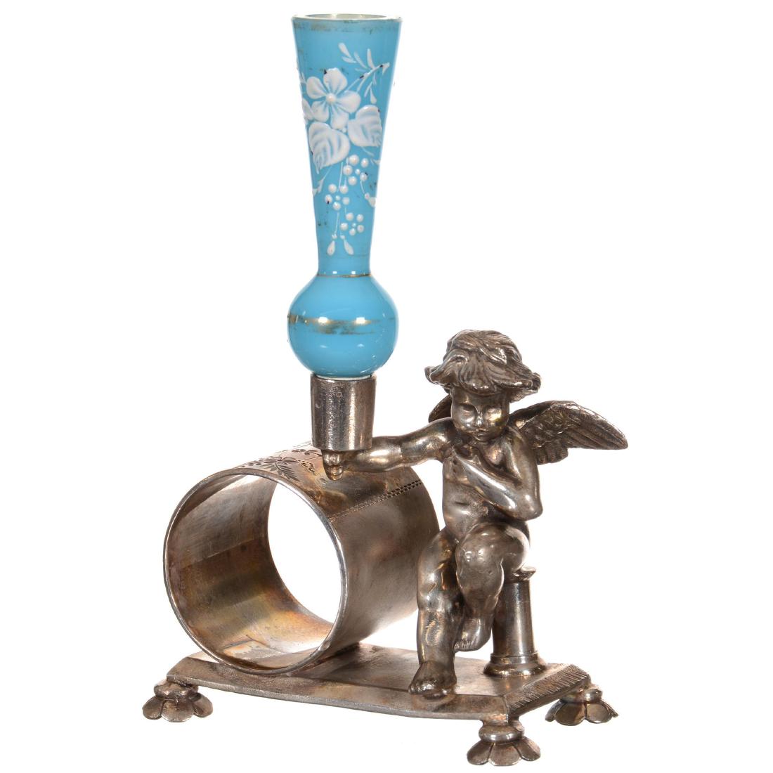 Silverplate Figural Napkin Ring with Bud Vase (1 of 3)