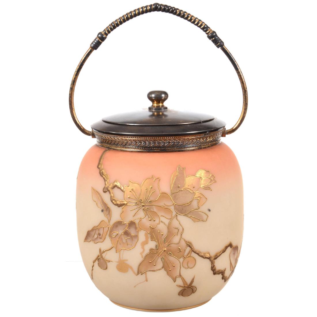 Mt. Washington Burmese Art Glass Biscuit Jar (1 of 3)