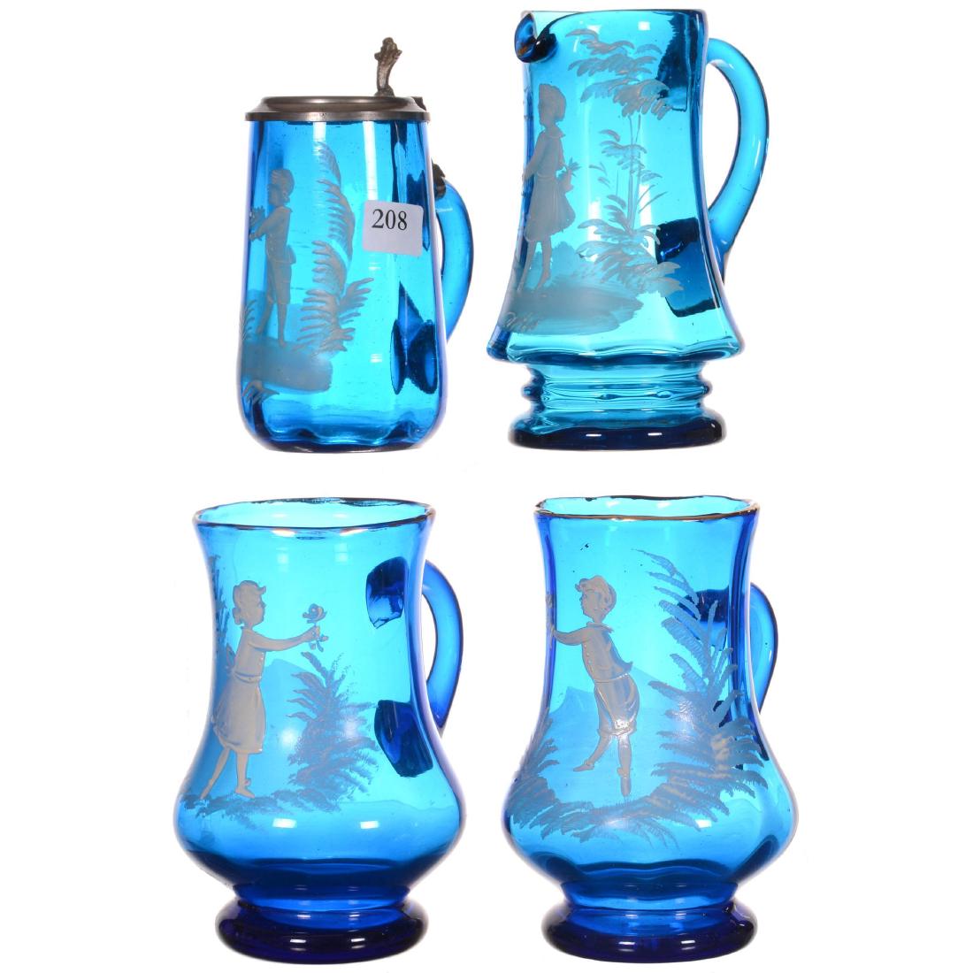 Four Cobalt Blue Art Glass Mary Gregory Items (1 of 1)