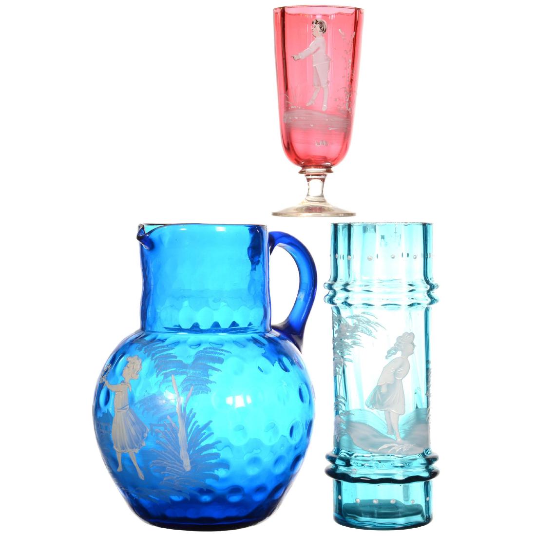 Three Mary Gregory Art Glass Items (1 of 1)
