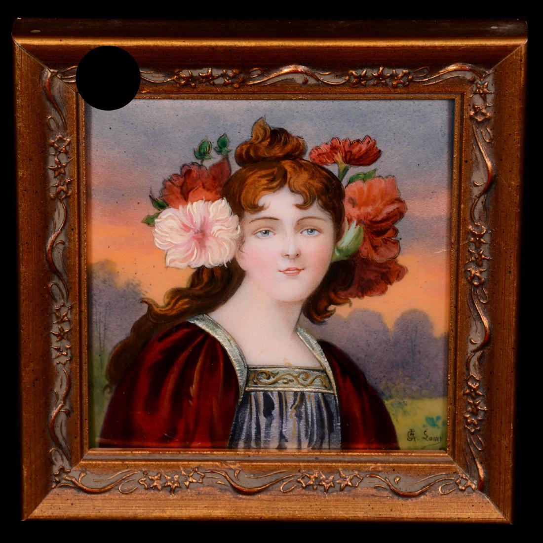 French Enamel Portrait Plaque (1 of 2)