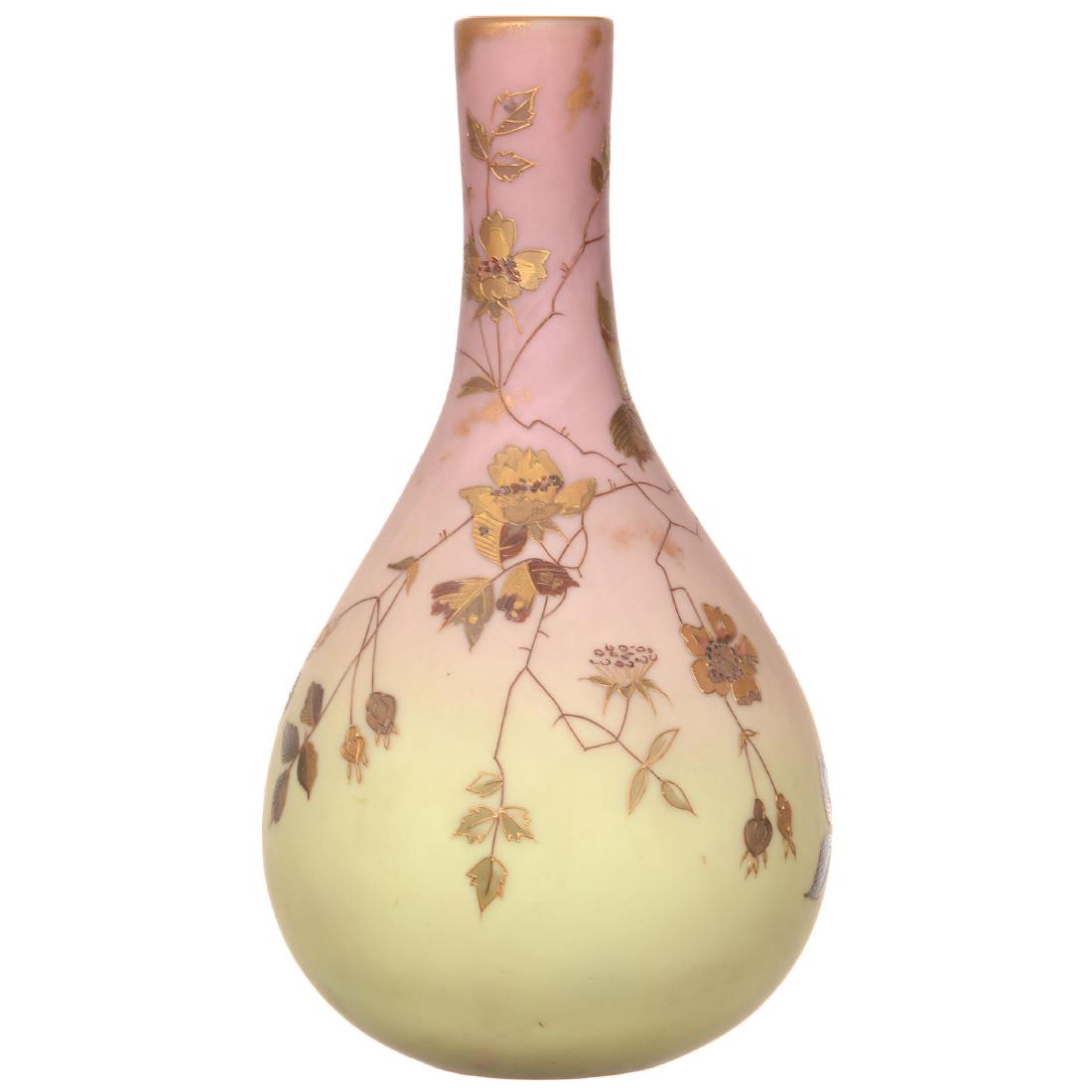 Decorated Mt. Washington Burmese Vase