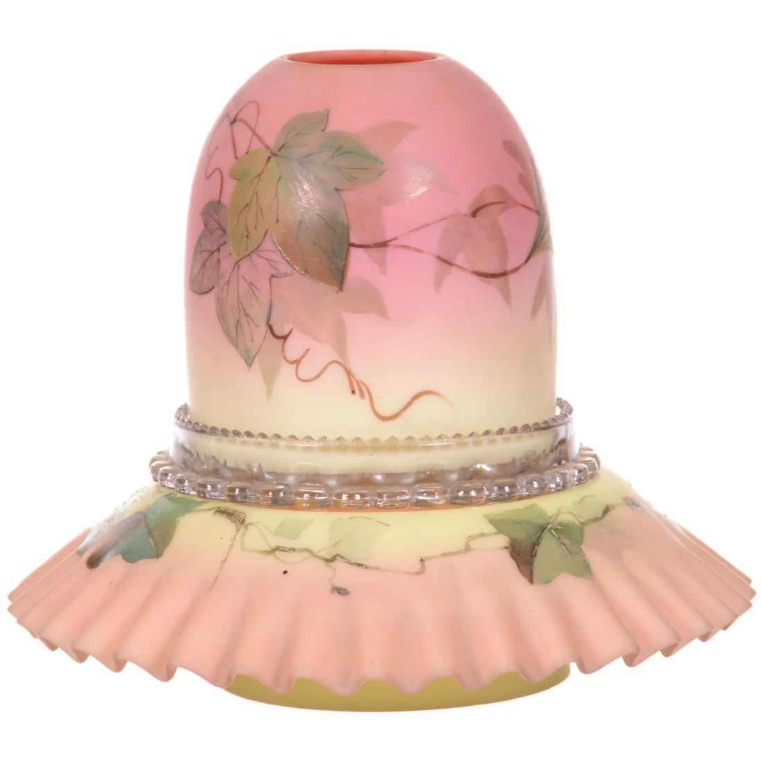 Decorated Burmese Art Glass Fairy Lamp (1 of 2)