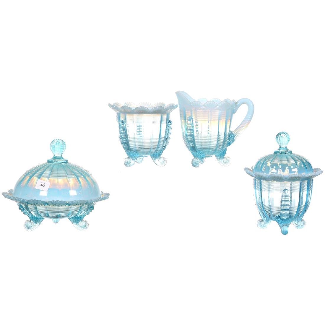 Four Piece Blue Opalescent Table Set (1 of 2)