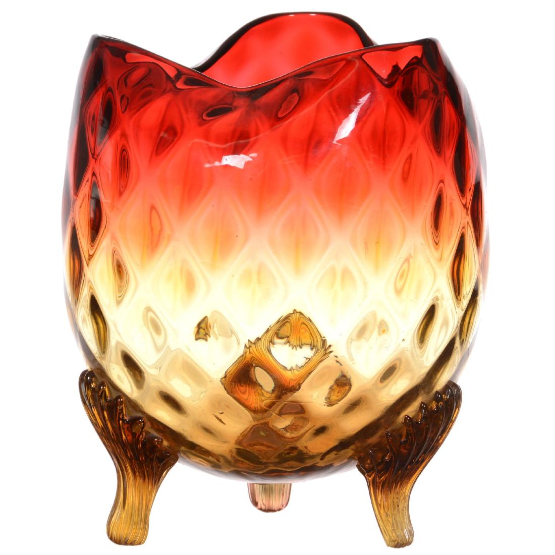 Amberina Art Glass Footed Vase (1 of 2)