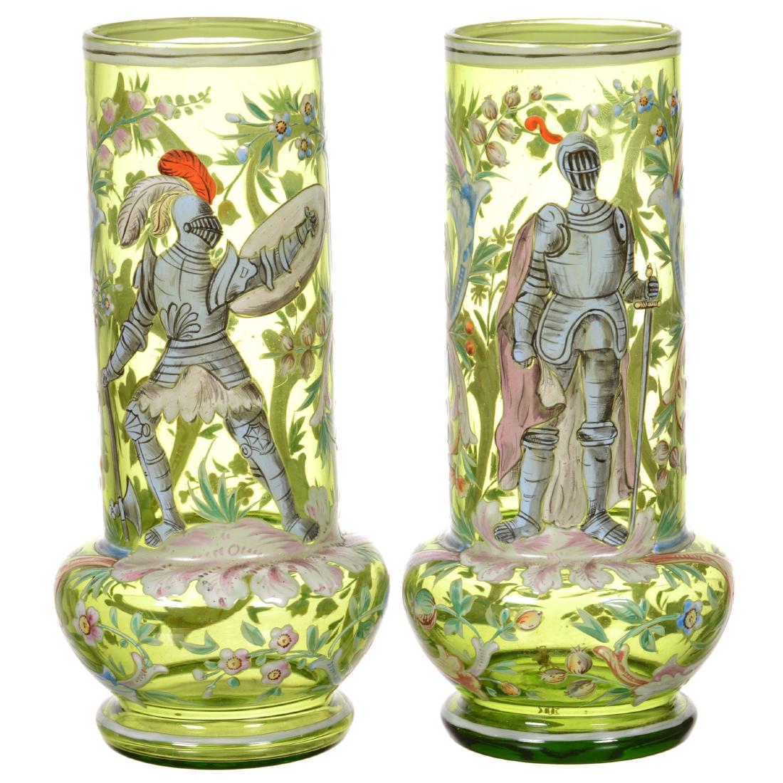 Pair Moser Style Art Glass Vases (1 of 2)