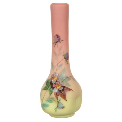 Decorated Burmese Art Glass Vase