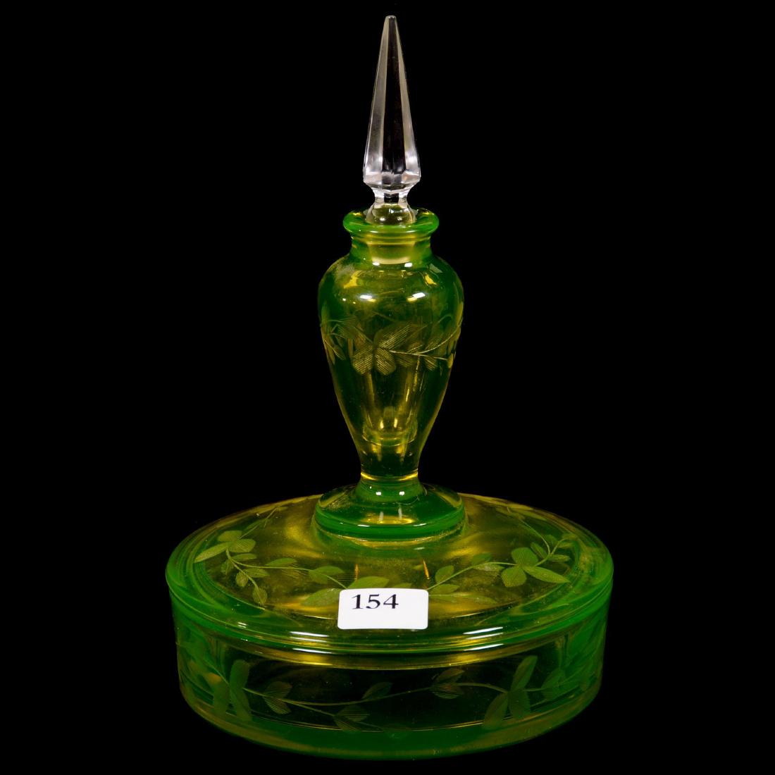 Antique Vaseline Covered Powder Box / Perfume Bottle (1 of 2)