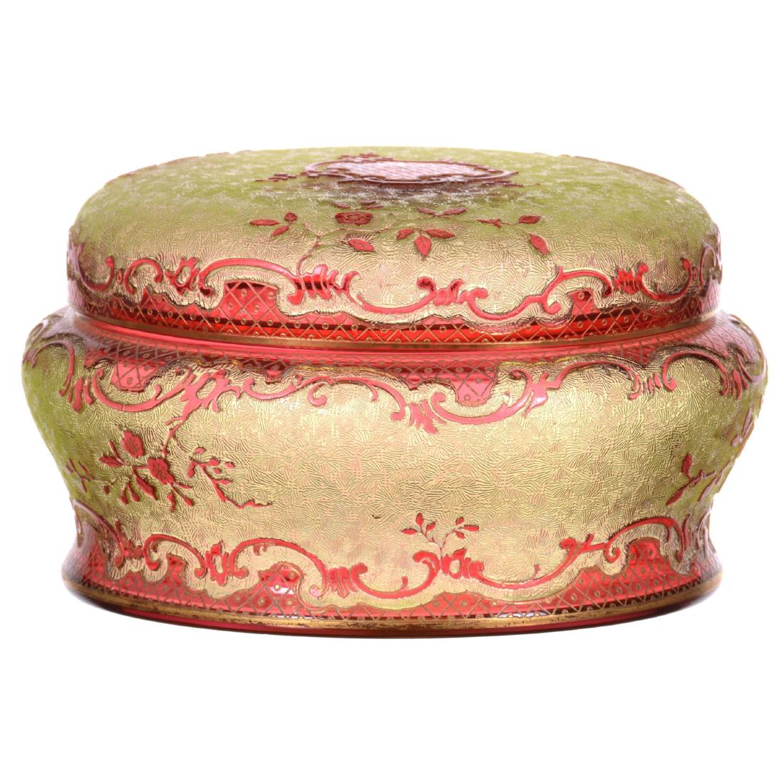 Unmarked Bacarrat Round Covered Dresser Box (1 of 2)