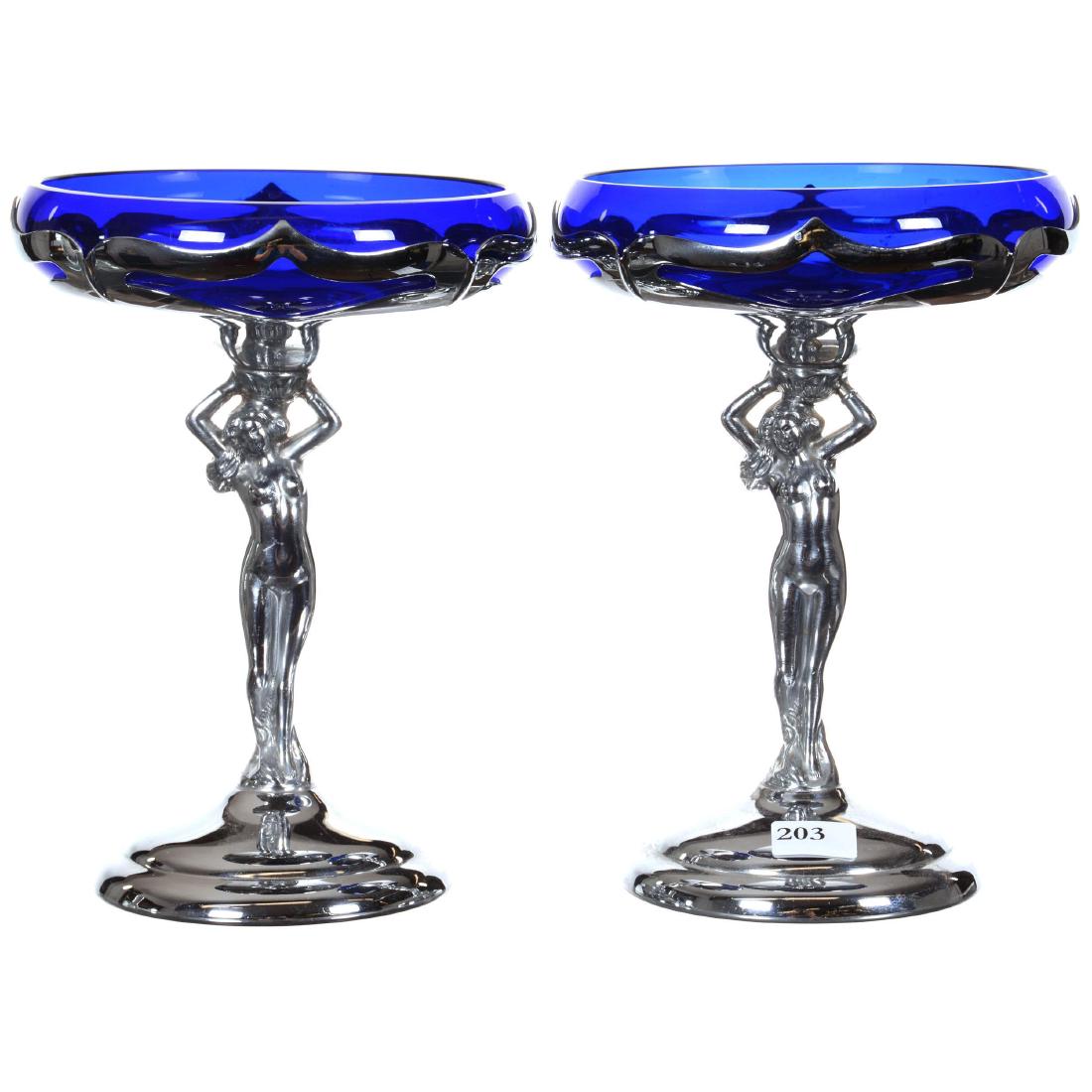 Pair Figural Farberware Compotes (1 of 1)