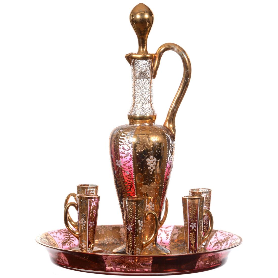 Unmarked Moser Style Liqueur Set (1 of 3)