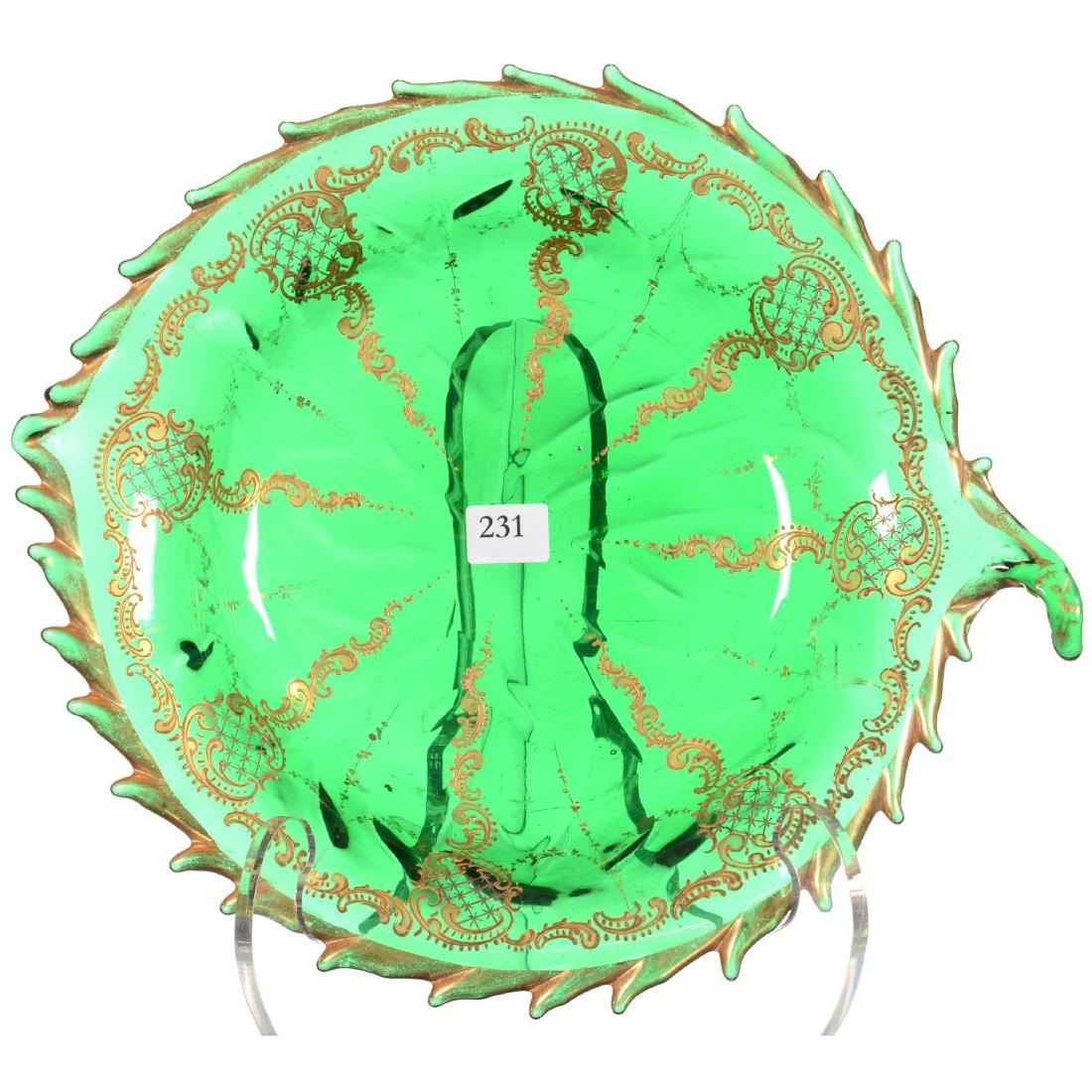 Leaf Shaped Art Glass Tray (1 of 2)