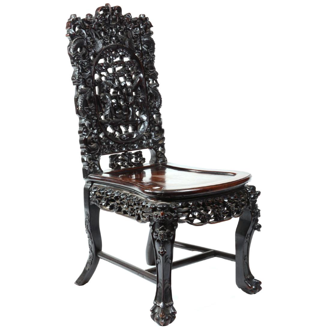 Antique Carved Teakwood Chair (1 of 4)