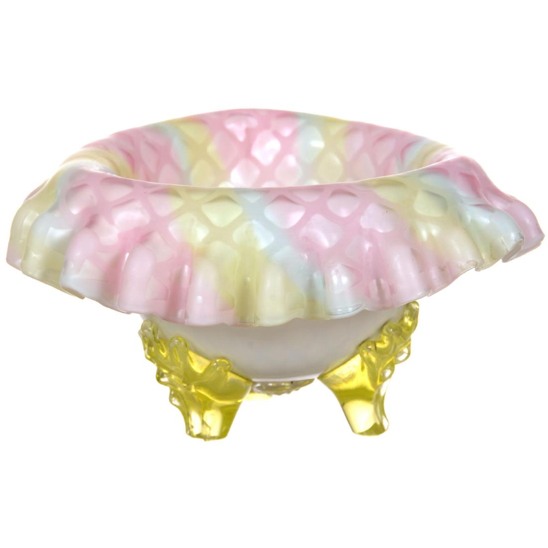 Footed Rainbow Satin Diamond Quilted Mother of Pearl Fo (1 of 3)