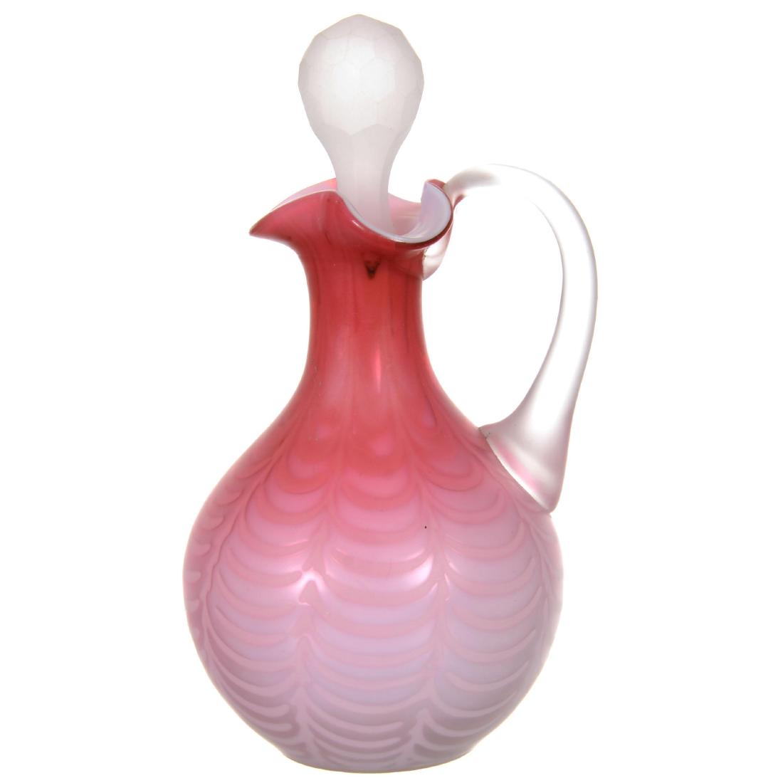 Pink Satin Mother of Pearl Drape Pattern Cruet Bottle (1 of 3)