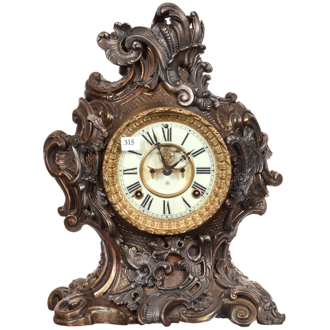 Ansonia Figural Metal Case Mantel Clock