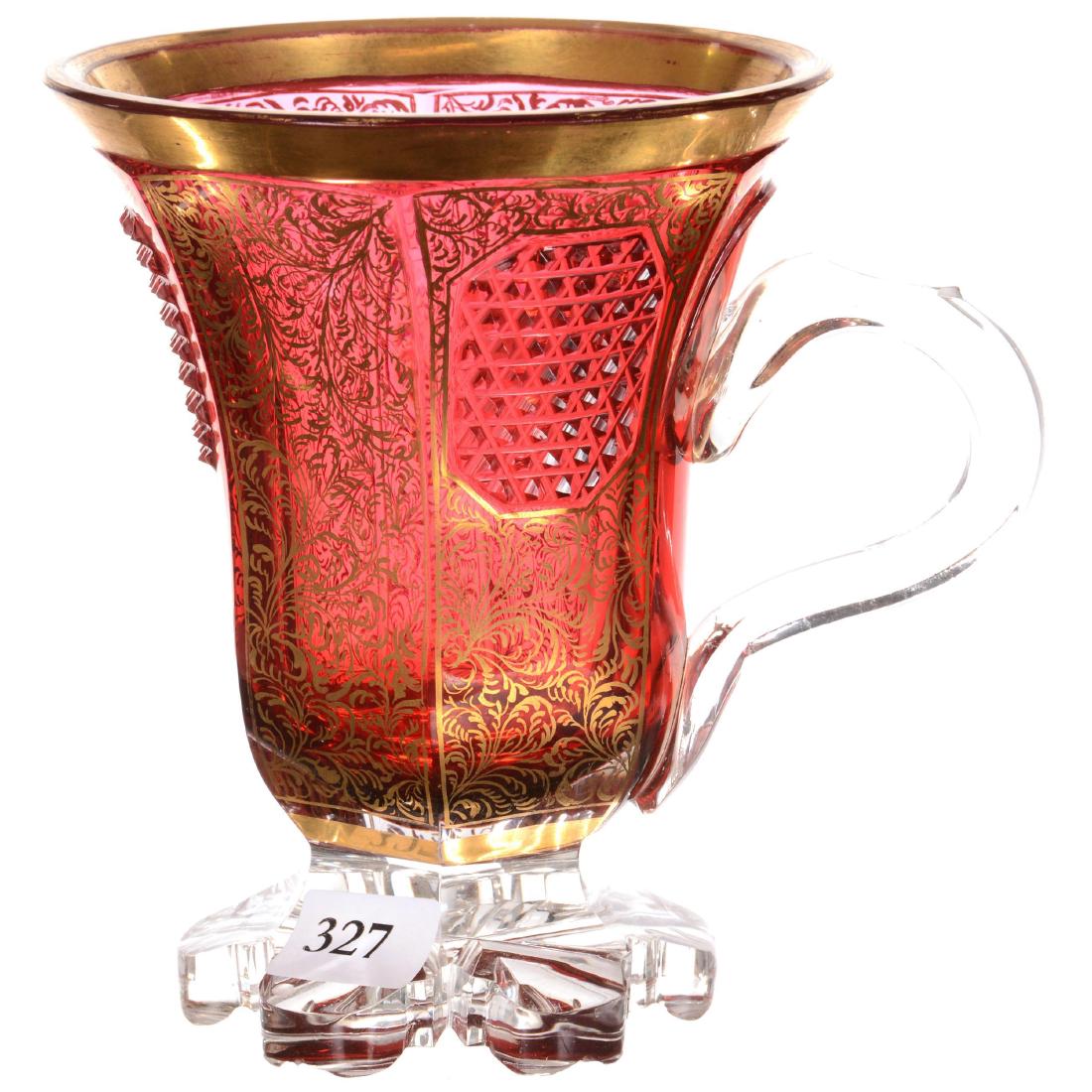 Bohemian Cased Art Glass Pedestal Cup (1 of 3)