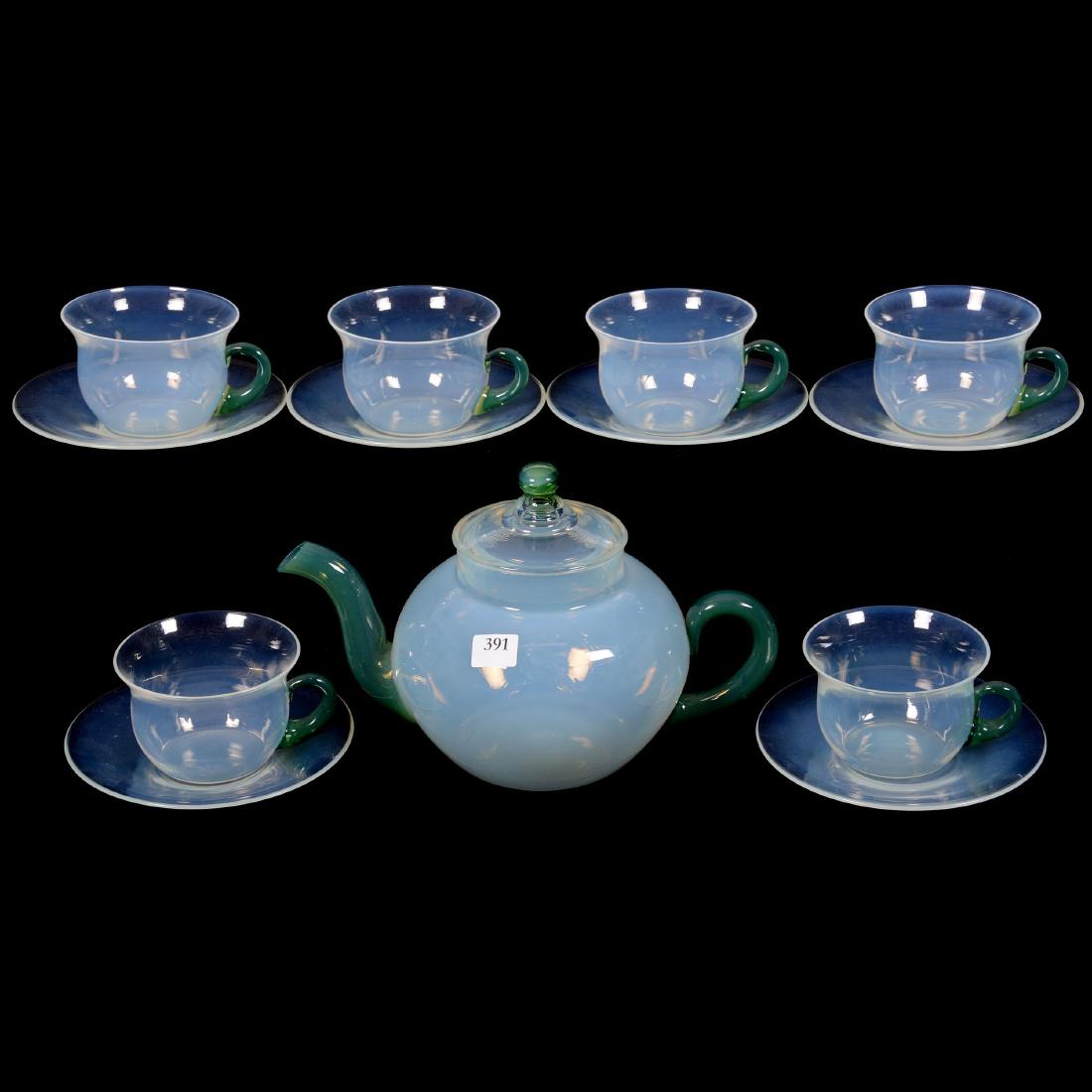 Seven Piece Fry Fovel Art Glass Tea Set (1 of 2)