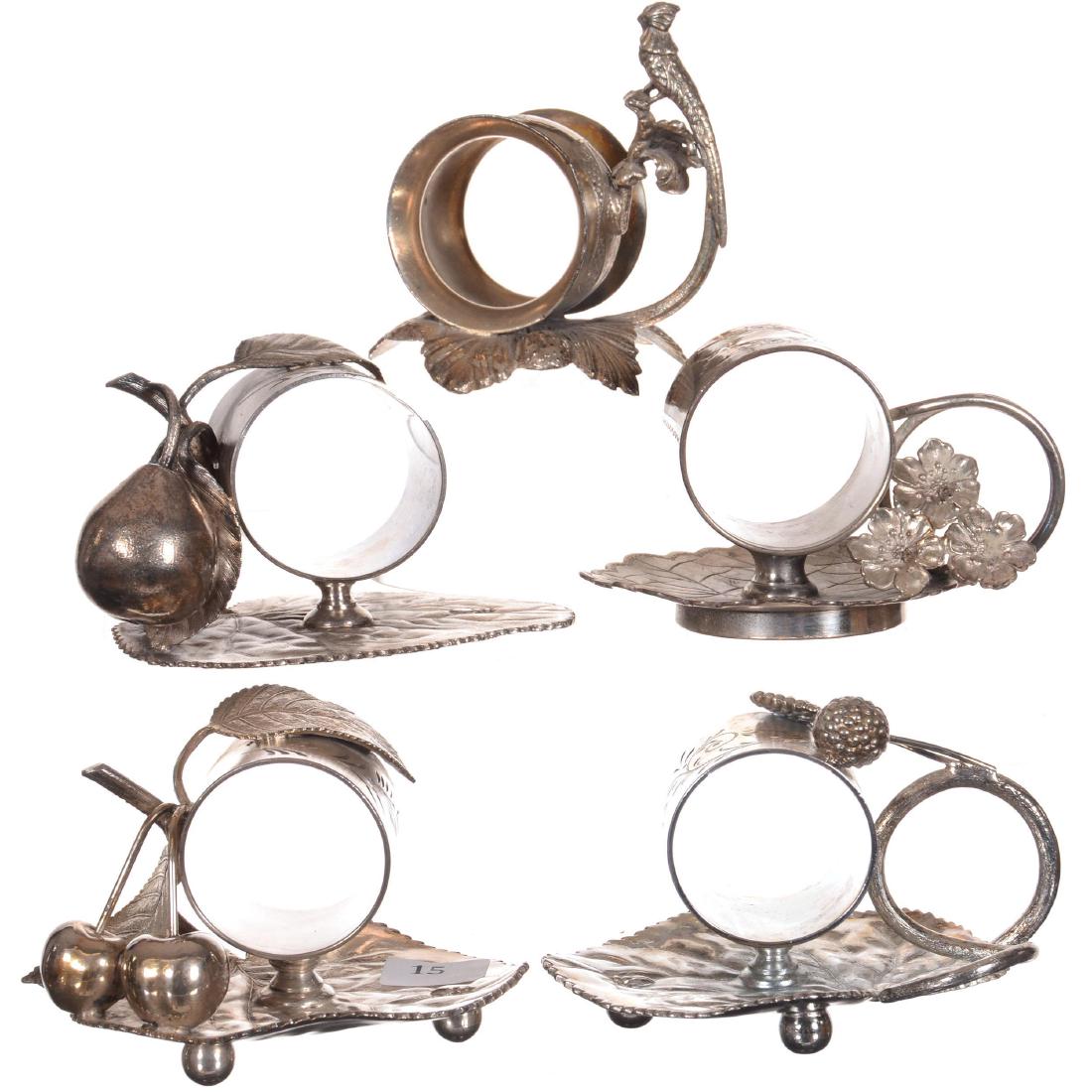 Five Silver-plate Figural Napkin Rings (1 of 6)