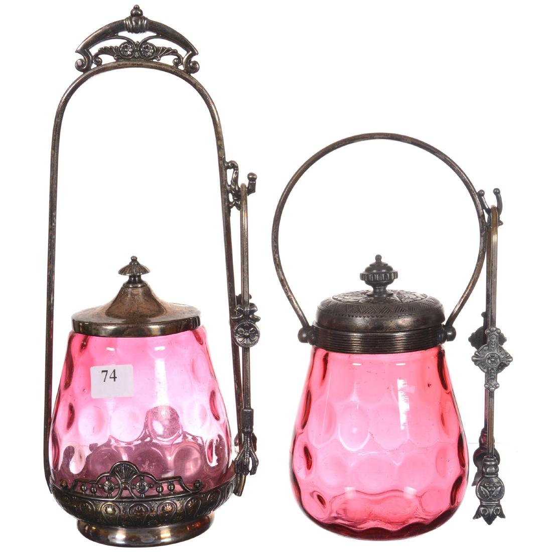 Two Coinspot Art Glass Pickle Castors (1 of 2)