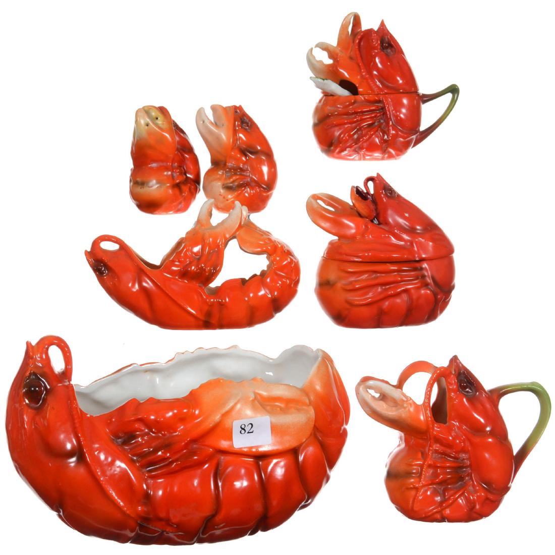Seven Royal Bayreuth Figural Red Lobster Items (1 of 1)