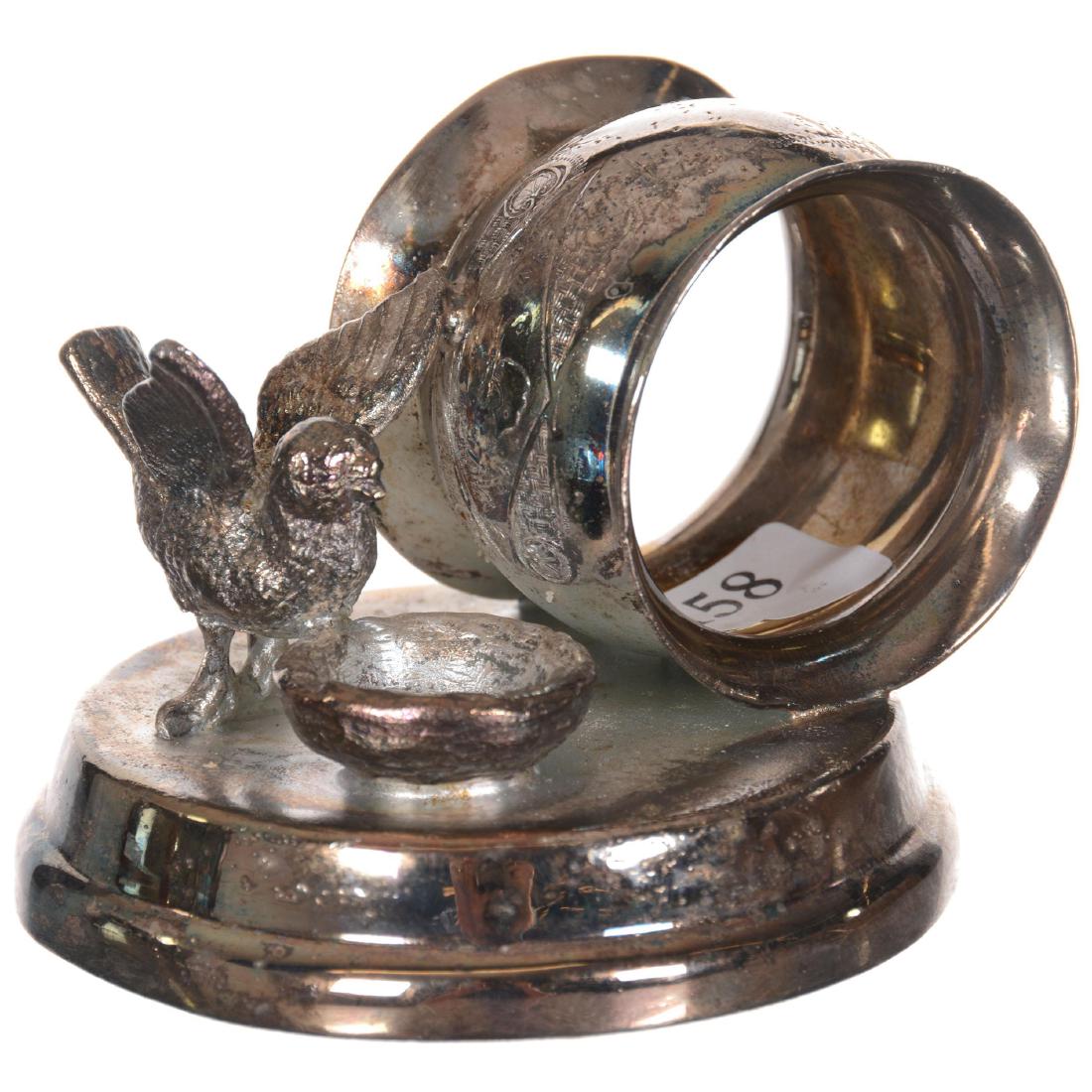 Silver-plate Napkin Ring: 2.5" X 3.5" Silver-plate Napkin Ring Webster #173 - Bird at Nest