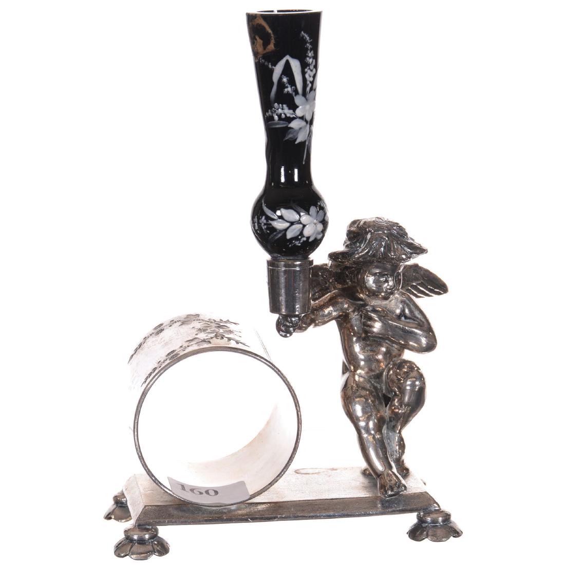 Figural Silver-plate Napkin Ring W/Bud Vase (1 of 4)