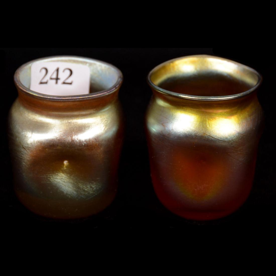 Two Signed "LCT" Gold Iridescent Toothpick Holders (1 of 2)