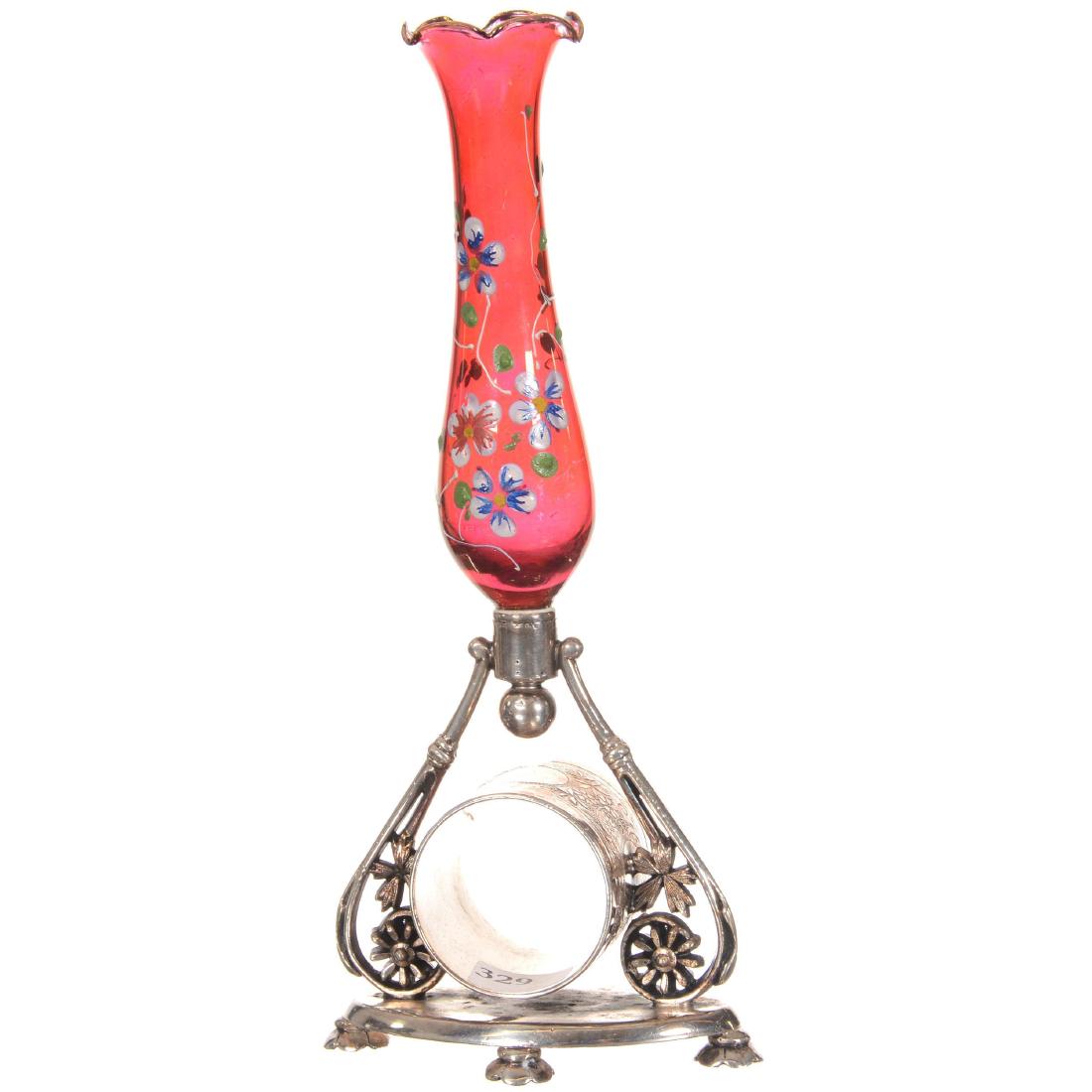 Silver-plate Napkin Ring with Bud Vase (1 of 2)