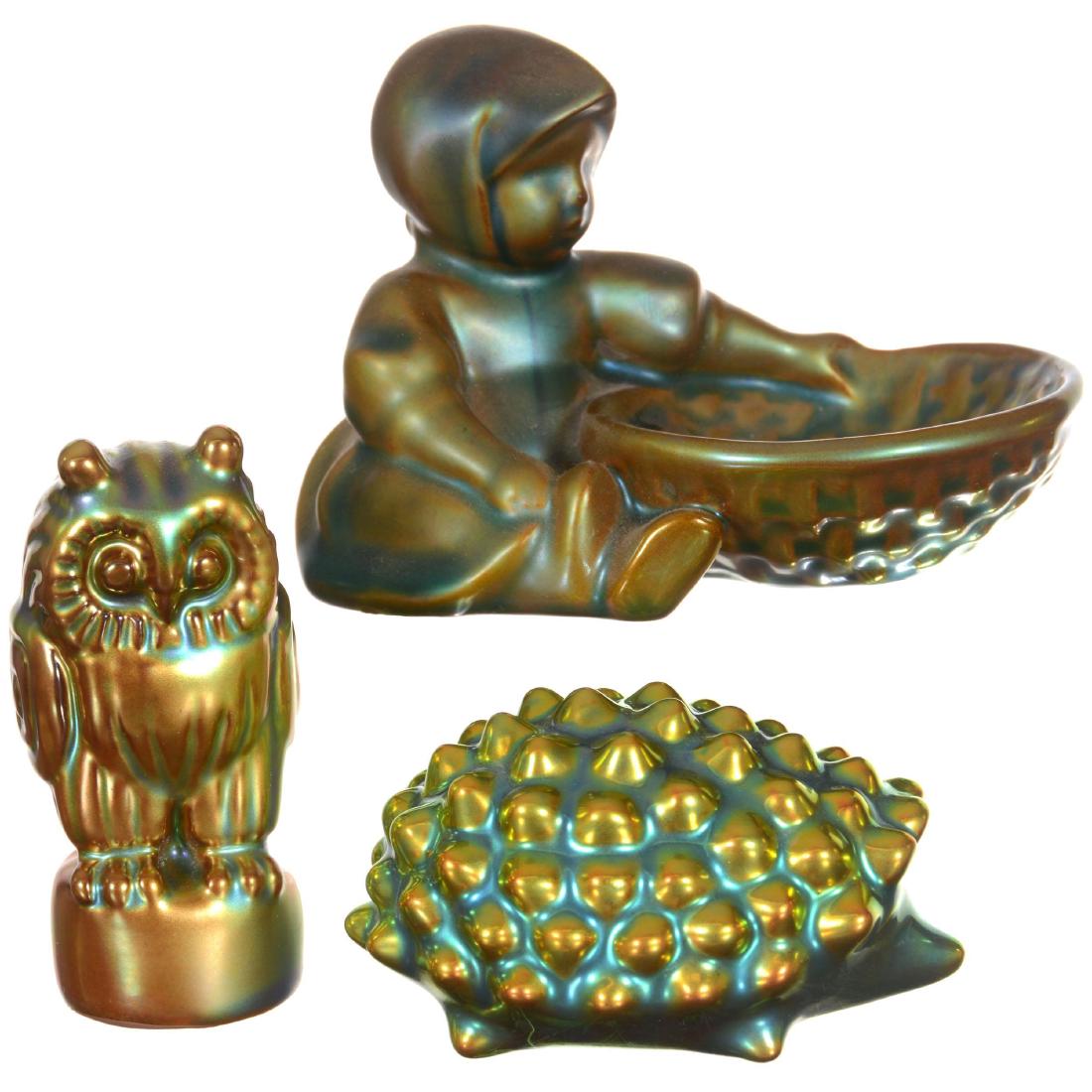 Three Marked Zsolnay Art Pottery Figural Items (1 of 3)