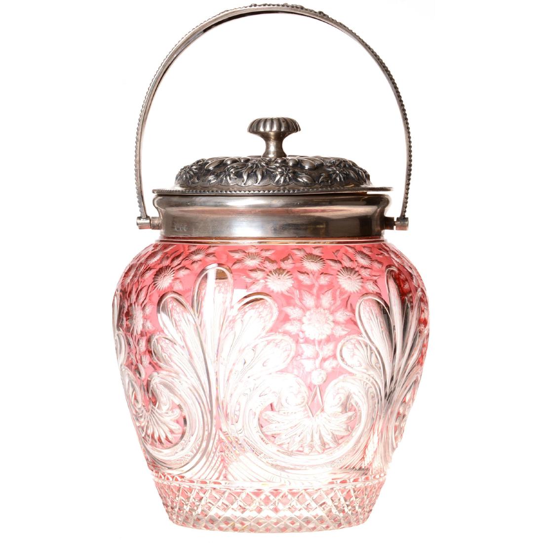 Cranberry Cut to Clear Biscuit Jar (1 of 4)