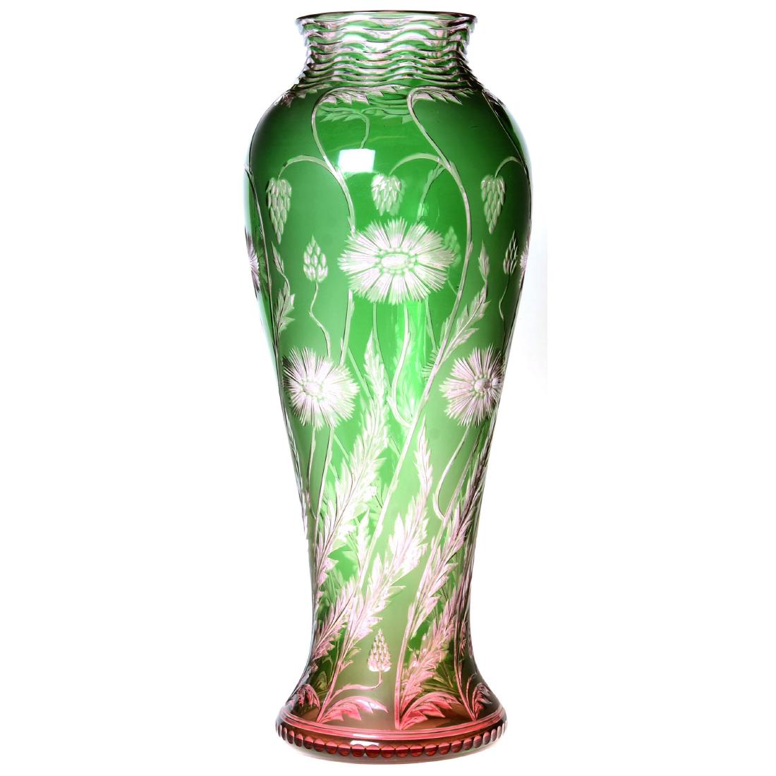 Green to Cranberry to Clear Vase (1 of 4)
