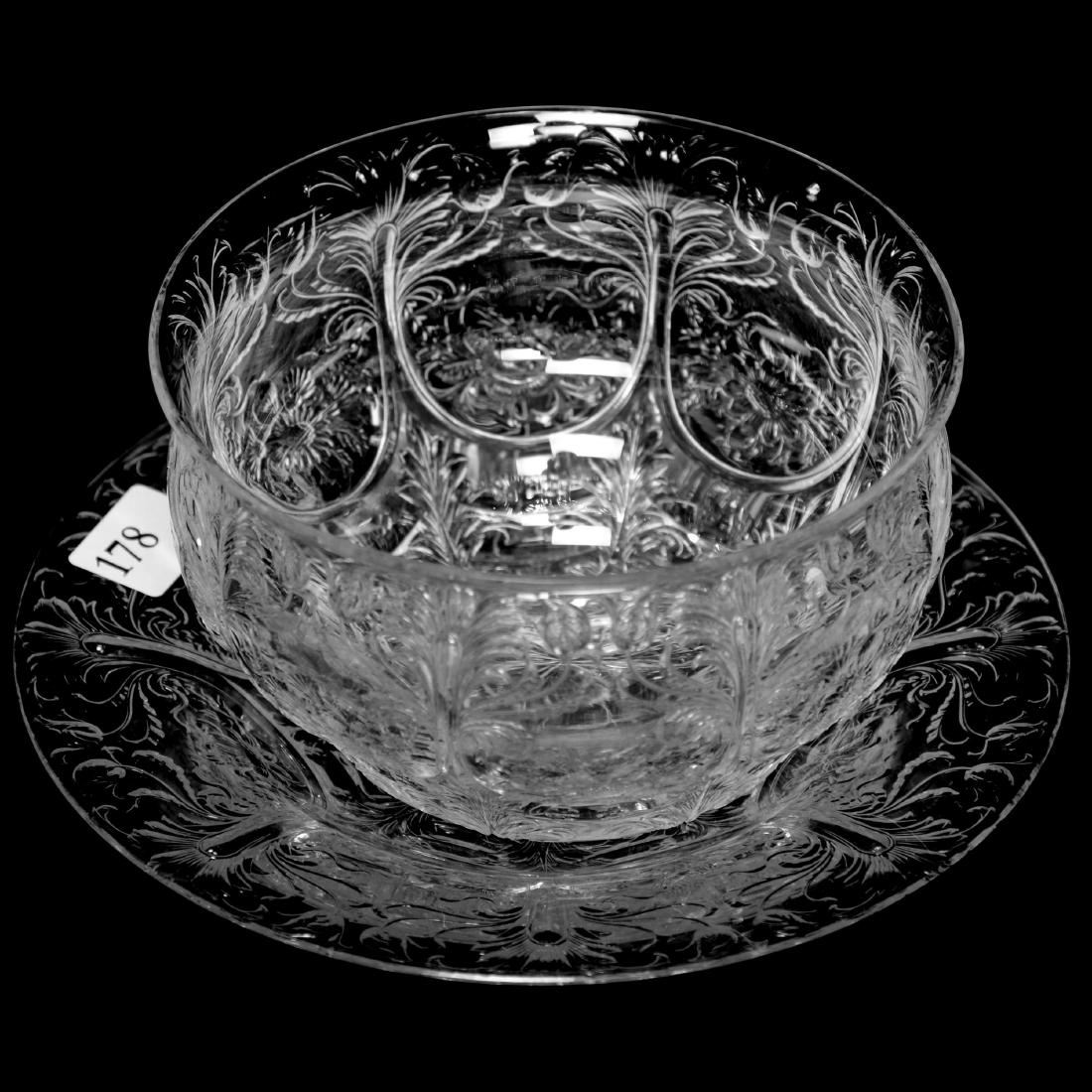 Finger Bowl and Underplate: Finger Bowl and Underplate 3.25" X 6.25" - Signed "W. Fritsche" Webb Rock Crystal in Pattern #27330 Made Specifically for Daniel J. Sully - Sells with Photocopied Correspondence from Thomas Webb &
