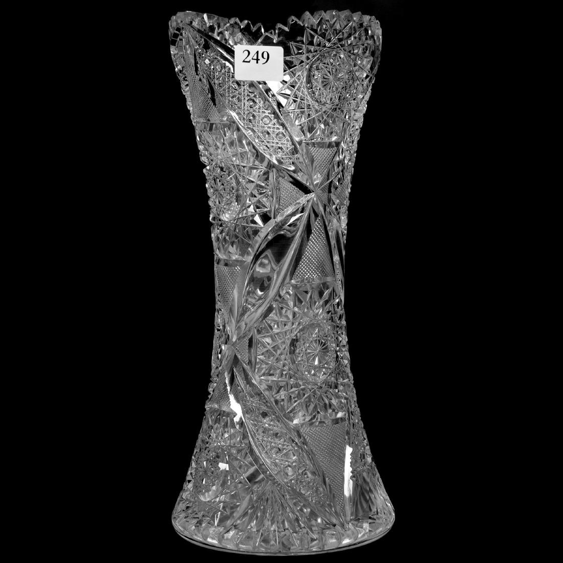 Vase - ABCG: Vase - ABCG 10" - Hobstar, Vesica, Tusk, Cane, Strawberry Diamond and Fan Motif - Attributed to O?Connor - Hobstar Base