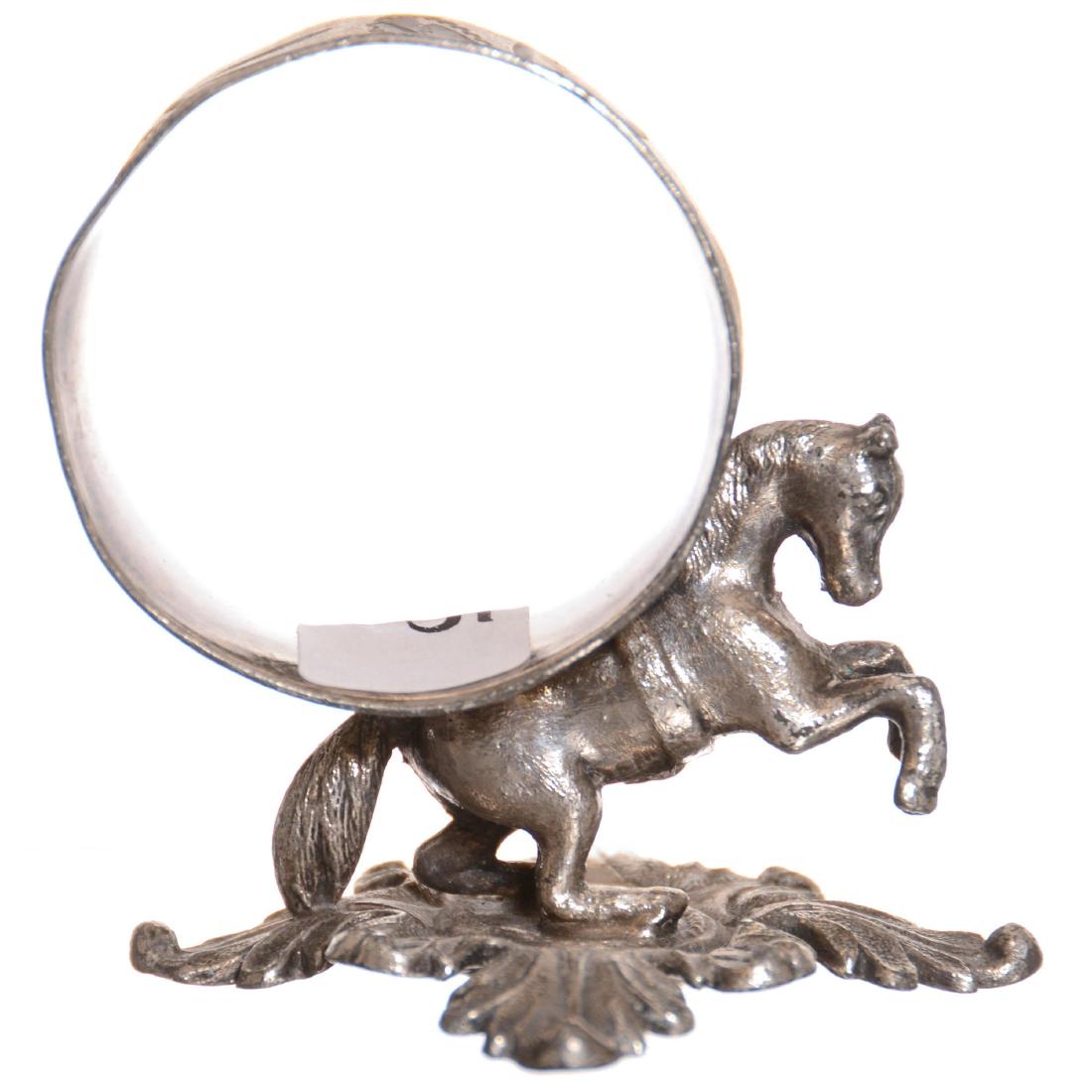 Victorian Silverplate Napkin Ring: Victorian Silverplate Napkin Ring 2.5" X 2.5" - Makers Mark Not Visible - Model # 1230 - Rearing Horse