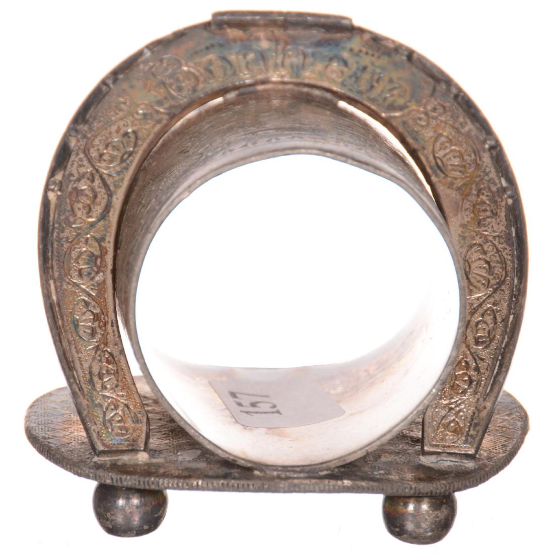 Victorian Silverplate Napkin Ring: Victorian Silverplate Napkin Ring 2.25" X 3" - Tufts #1540 - Engraved Horse Shoe