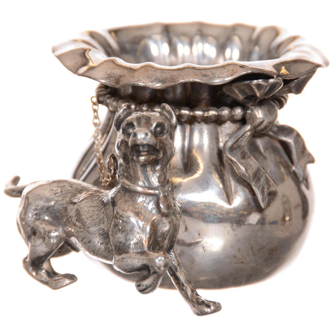 Victorian Silverplate Napkin Ring: Victorian Silverplate Napkin Ring 2.25" X 3.5" - Rogers #45 - Bag with Dog on Leash