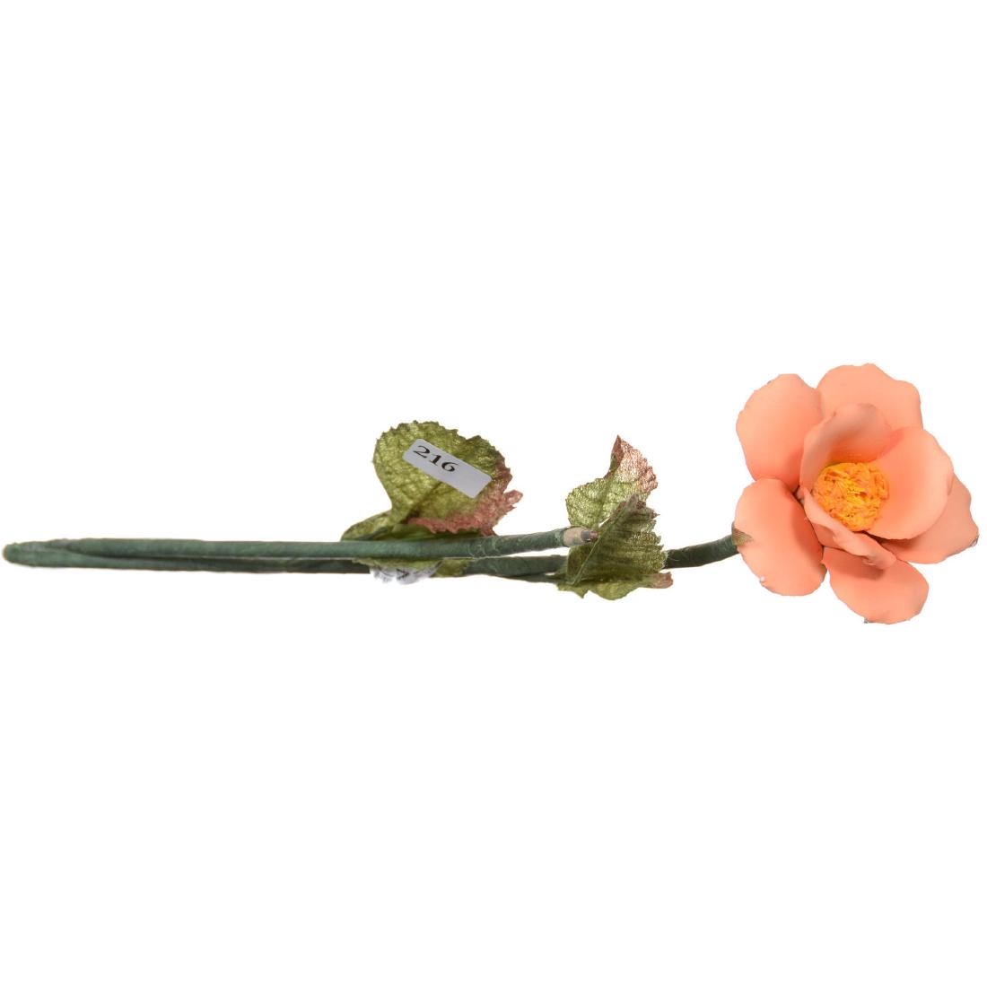 Porcelain Long Stem Rose Blossom: Blossom Is Porcelain - Stem Is Wrapped Wire - Attributed To "Capo Di Monte"