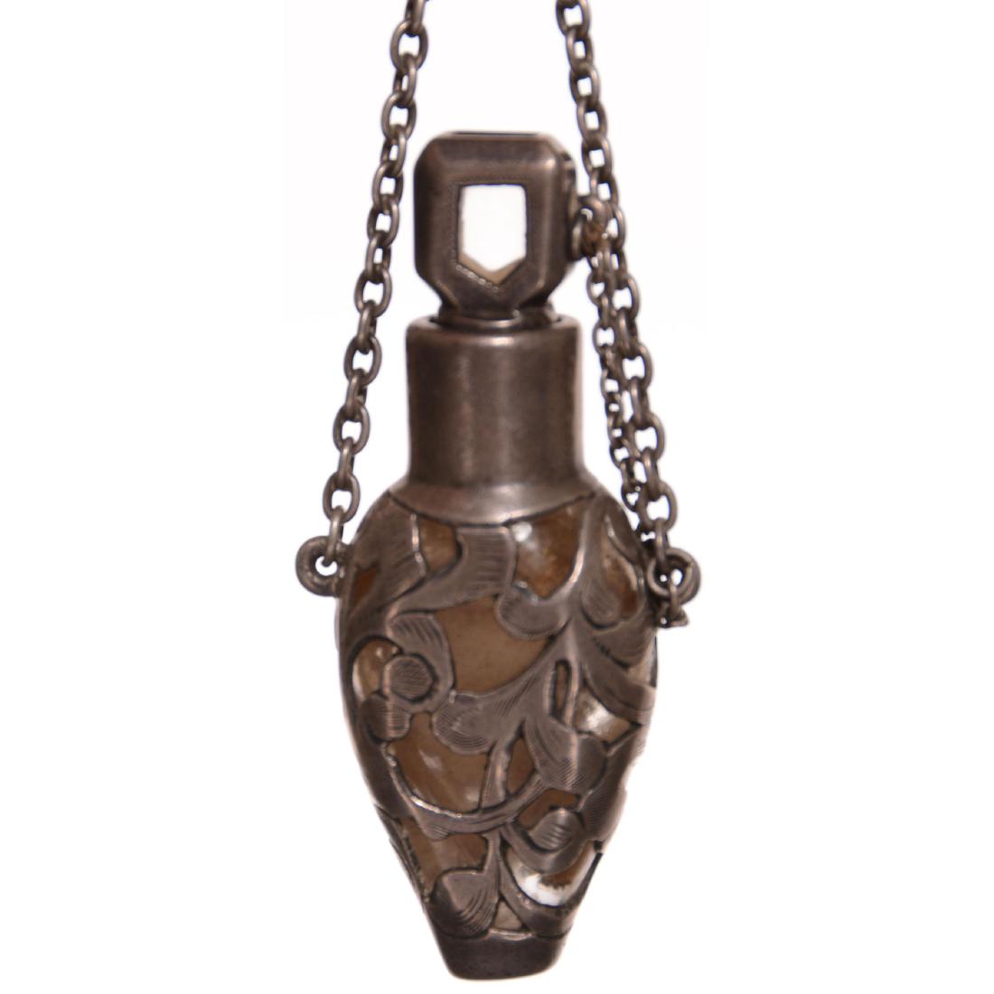 Victorian Sterling Overlay Perfume Bottle (1 of 2)