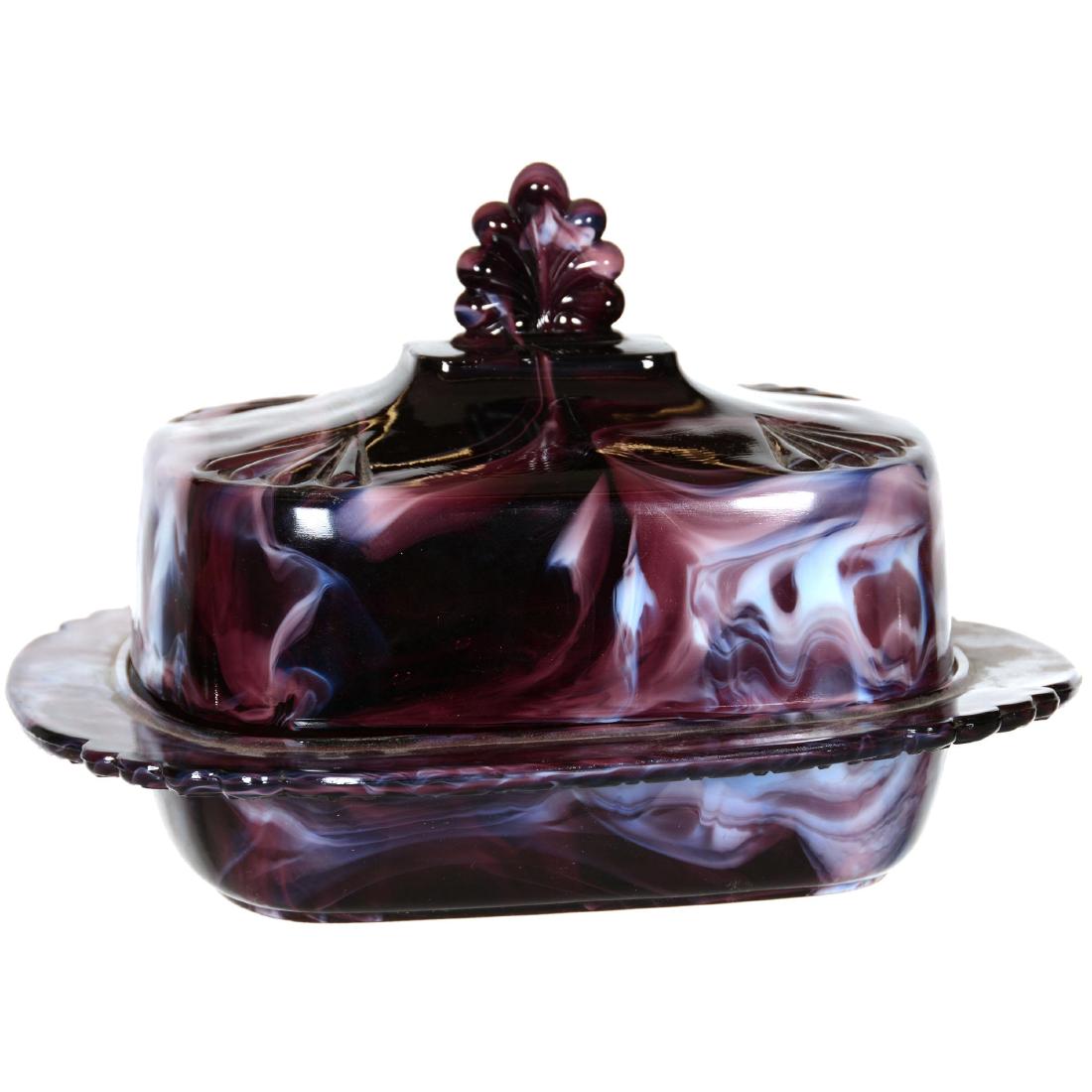 Purple Slag Pattern Glass Covered Butterdish (1 of 3)
