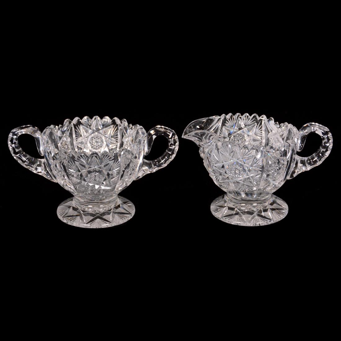 Pedestal Creamer and Sugar, American Brilliant Cut Glas (1 of 2)