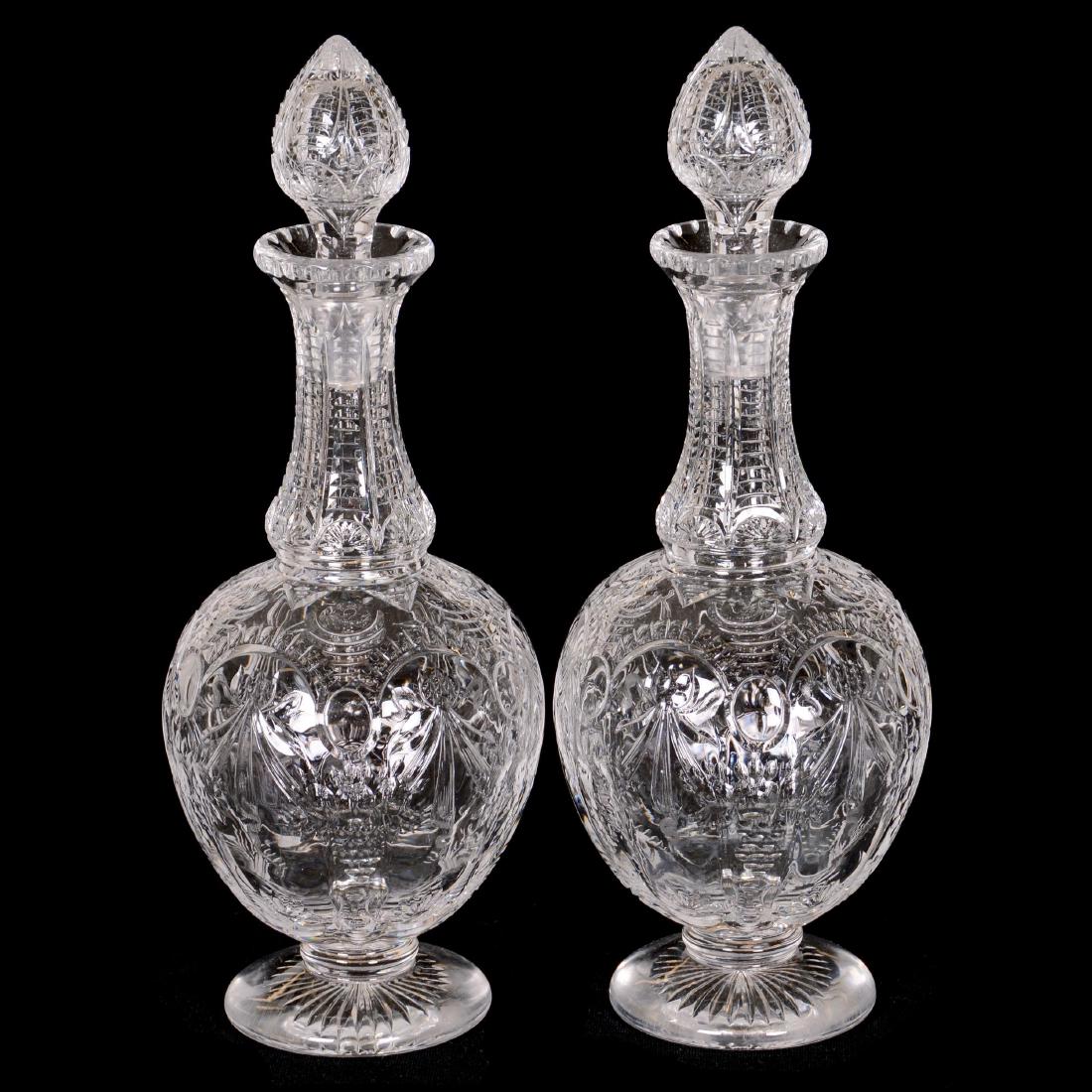 Pair Rock Crystal Pedestal Decanters (1 of 3)
