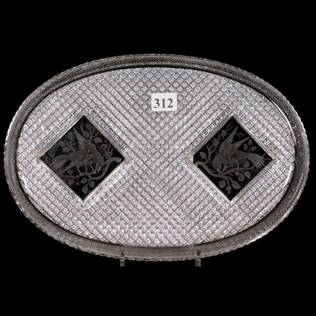 Oval Dresser Tray, American Brilliant Cut Glass (1 of 8)