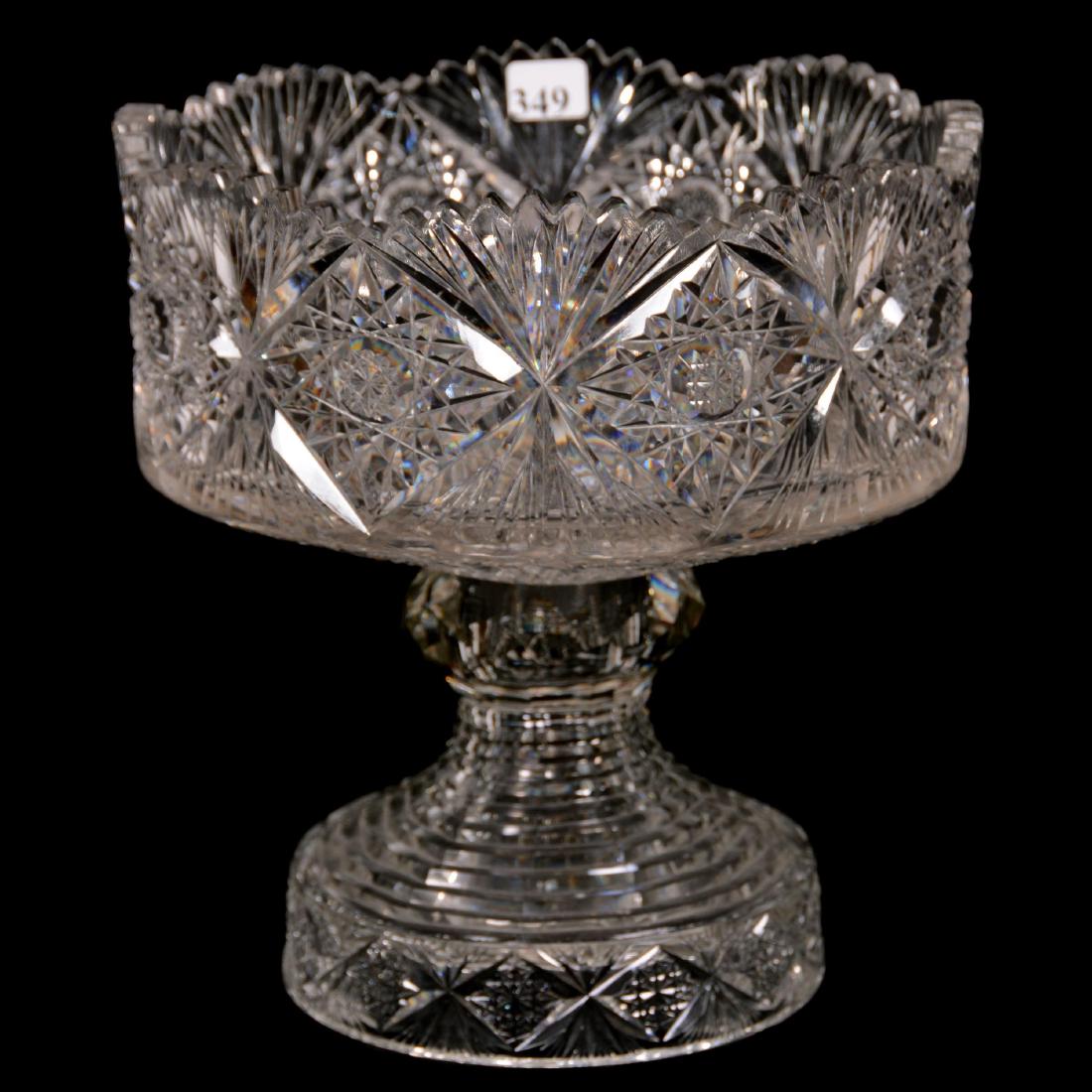 Pedestal Two-Part Punch Bowl, American Brilliant Cut Gl (1 of 8)
